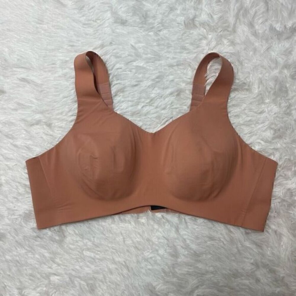 Knix Bra Size 5 Pink Peach Wireless Back Close Wide Strap Comfort Supportive